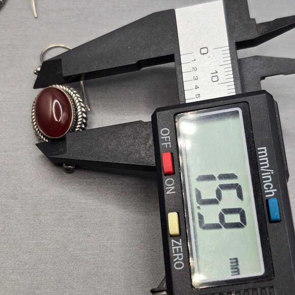 Sterling Silver Carnelian Dangle Earrings 1.5" Rope Accent Signed BA Drop Style - Picture 4 of 7